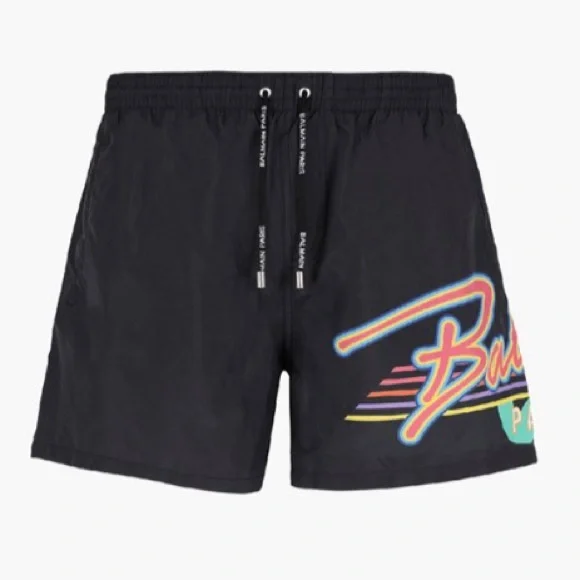 BALMAIN**Black Logo Men Swim Trunks**Med. $580 - Picture 2 of 10
